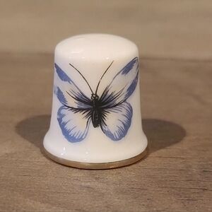 Thimble Blue Butterfly Made in Japan Sticker Gold Rim [ Read Details ]